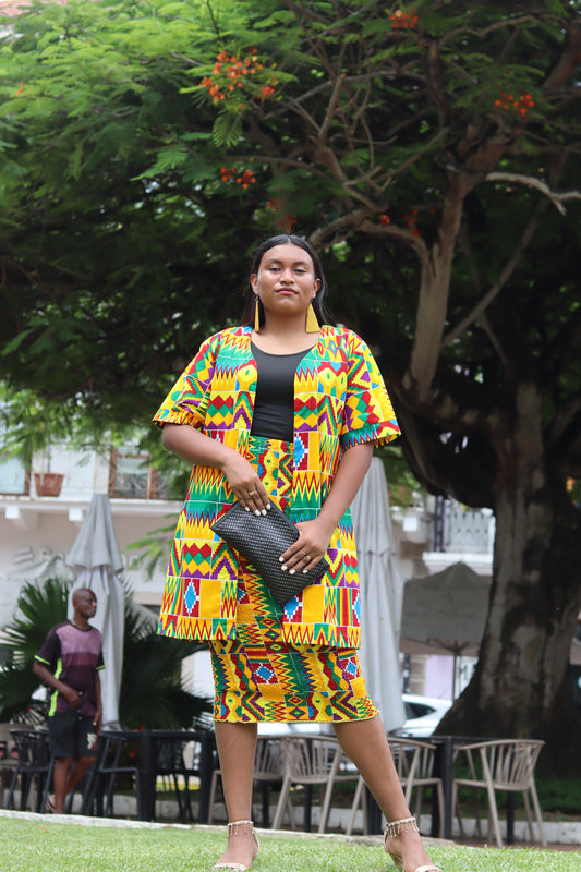 Jacket With Skirt Kente Print - 212