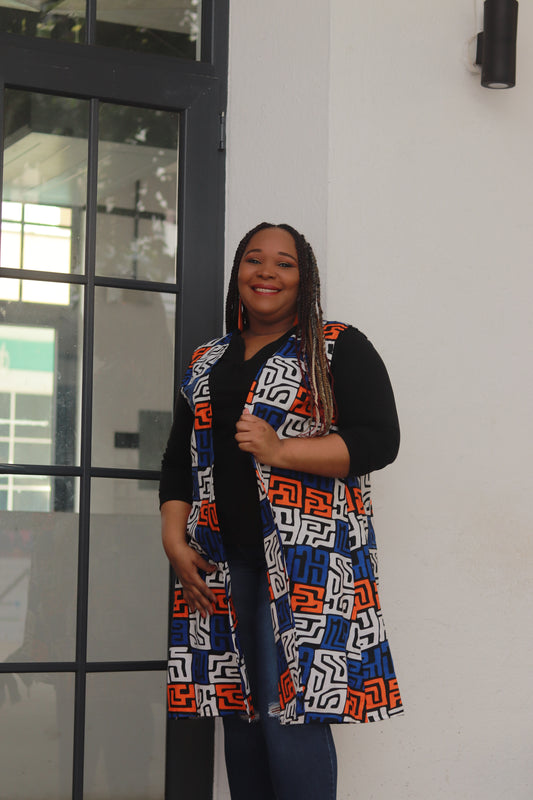 Vest Mid Length Kuba  Print  - 377