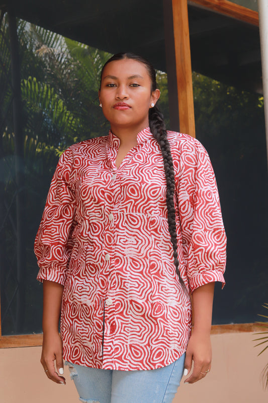 Adire Print Print  Blouse - 631
