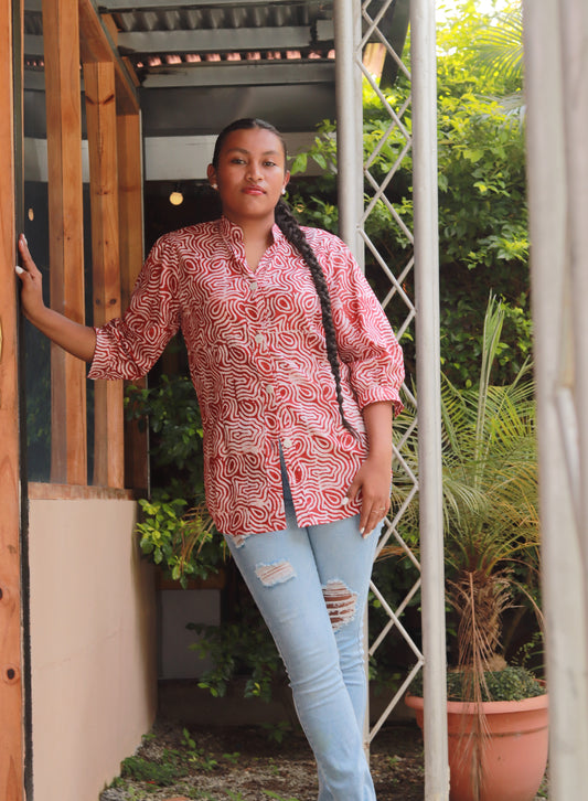 Adire Print Print  Blouse - 631